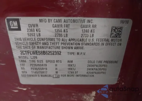 2011 GMC Terrain Slt-2 from USA, damaged, VIN 2CTFLWE58B6252392